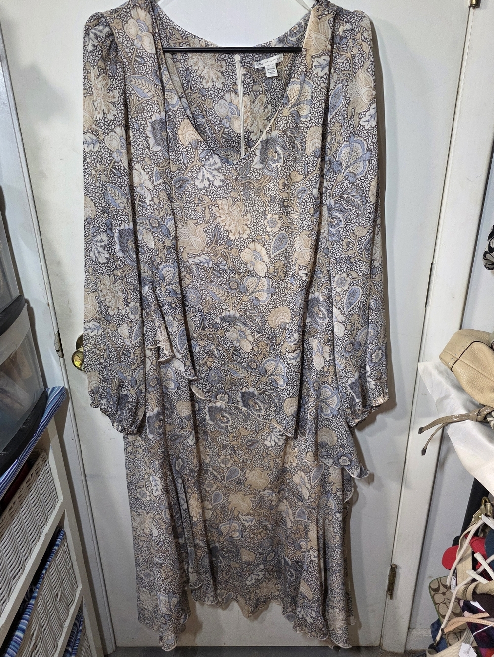 NWT CATO Long Sleeve Maxi Dress Shear Plus Size 26/28 Multicolor Dress